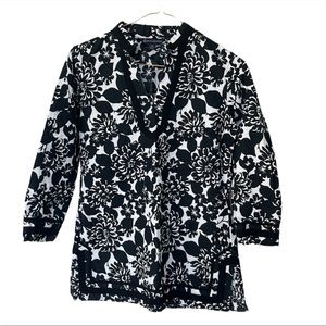 Brooks Brothers black and white floral tunic size XS